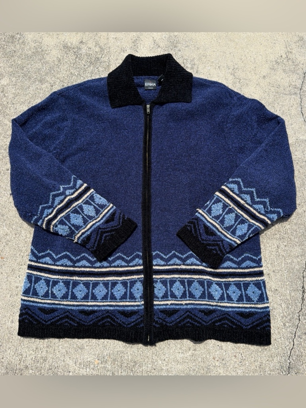 Erika Navy zip up cardigan sweater